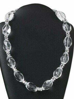 Chunky Vintage Clear Faceted Lucite Beads Necklace